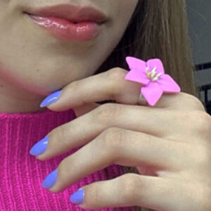 Anel De Flor Rosa Barbie