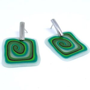 Brinco quadrados espiral verde