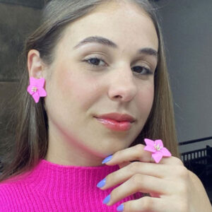 Brinco Flor Rosa