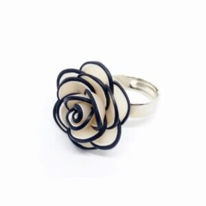 Anel Rosa Preto e Branco