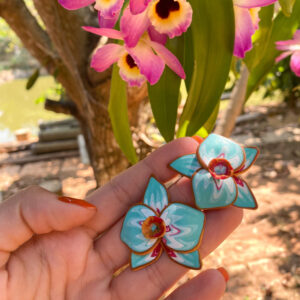 Brinco de Orquídea artesanal