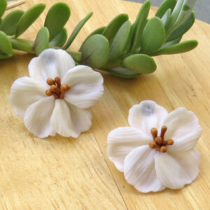 Brinco Flor Acácia Branco Perolado